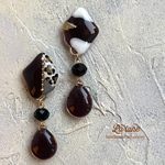 Brown leopard × mini drop / 小ぶりなアシンメトリー♡