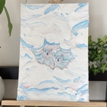 「銀世界」SM（160×230mm）ホッキョクグマ 子供 水彩画 アート 絵画 動物 冬 雪 動物 北極熊 しろくま 白熊 シロクマ こども インテリア 壁面装飾 子ども