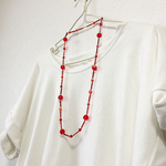 cherry red long necklace チェリーレッドのロングネックレス