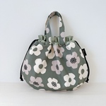 巾着バッグ・持ち手付き巾着　北欧風花柄【グリーン】