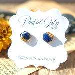No.48544 ゴールド ラピスラズリ シンプル 樹脂ピアス アレルギー対応 made by PISTOL LILY