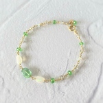グリーンカイヤナイト・オパール・ツァボライトの緑のブレスレット/14kgf