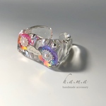 【13号】square flower clear ring