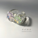【13号】square flower clear ring