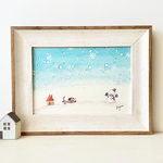 🎄A4ポスター　透明水彩画 「雪遊びが大好きなダックスフント　その2」北欧イラスト　クリスマスインテリア　クリスマスギフト　クリスマス　北欧インテリア　クリスマスポスター　犬　ダックスフンド🎄