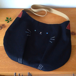 【受注制作】デブねこBag★Oneショルダー ＜黒猫さん・M＞
