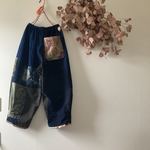 高尾様オーダー品　古布藍染パッチのもんぺパンツ