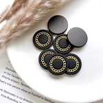 10pcs [ブラック] ボタン風チェーンカボション a457