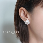 華やかな白紫陽花のピアス