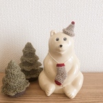 ベージュ×赤　クリスマス帽子と靴下set