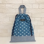 取っ手付き体操服袋🚗車柄 ストライプ 30×34