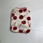 犬服　やわらかフリースベスト　チェリー柄　XSサイズ　ピンクリブ　