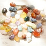 380→200円 大きめ12~25mm 18個 天然石MIX メノウ 瑪瑙 アメジスト 水晶 シトリン クォーツ 穴なし アゲート タンブル 転石 原石