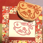 Д年賀状はんこД【土鈴うさぎ】5.5×8cm