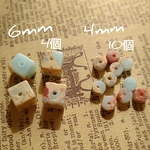 インプレッションストーン 2種14個 キューブ 6mm ロンデル 4mm ミックス 天然石