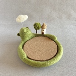 森のクマ(茶色い家)の立体コースター＊羊毛フェルト