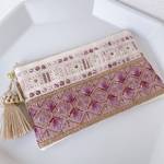【中】インド刺繍のファスナーポーチ
