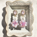 ❤️再販❤️キラキラビジューと子猫とポンポンビーズのアクセサリー　ピアス　イヤリング　ブローチ昭和レトロ　レトロ　レトロポップ　ファンシー　大ぶり　ヴィンテージ 