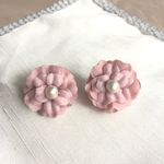 コットンパール＊フラワーピアス（ピンク）