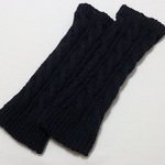 【予約品】手編みのレッグウォーマー＊ブラック＊縄模様