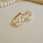 new!  ブライダルアクセサリー　上品小粒パールフープピアス