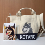 愛犬の刺繍トートバッグ L
