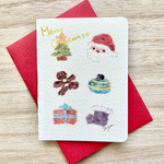 🎄透明水彩画「北欧クリスマス (ちぎり絵)」2枚セット　イラスト　ミニクリスマスカード　プチギフト  クリスマスギフト　クリスマス　クリスマスカード　サンタクロース🎄