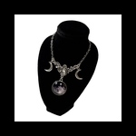 再販【Gothic_moon ネックレス。】月 カボション アンティーク 病みかわいい シルバー チェーン パンク ロック メンヘラ 闇 ダーク 量産型 ホラー シンプル ゴシック