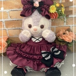 リーナベルSサイズ☆ ボルドー色ワンピース　ゴスロリ風コスチューム７点セット☆ ボア付きケープ