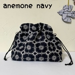 【sale】ミナペルホネン　anemone navy ハンドメイドエアリーポシェット（横型）