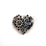Antique Silver Beads Reunion シェルパール輝くビーズ刺繍ブローチ