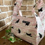 lovely様専用☆エコバッグ☆コンビニエコバッグ☆レース柄×シルエット猫ちゃん☆ピンクとベージュの２枚セット