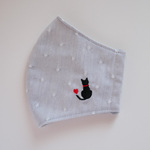 刺繍入り秋マスク（黒猫）