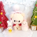 +くまちゃんと冬のお仕度♪+クリスマスフードスタイル　あみぐるみ