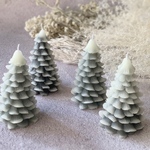 雪が積もった 蜜蝋のtree candle /グレー