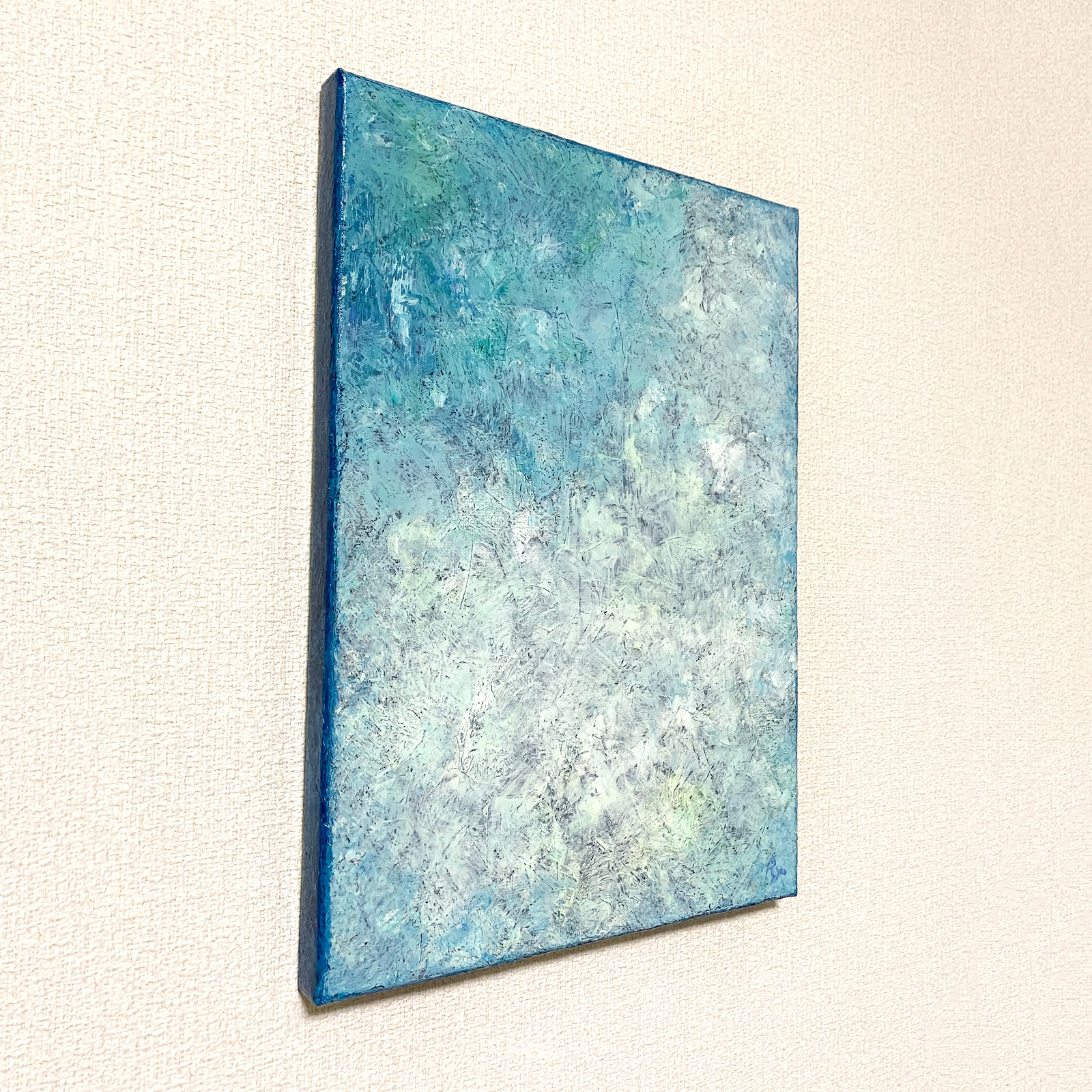 抽象画　　現代アート　「彩-41」　F4号　油彩の抽象画、木製フレーム付き 抽象画 現代アート 「彩-41」 F4号 油彩の抽象画、木製フレーム付き