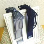 ☆sale☆ストライプオーガンジーとサテンのひらひらリボンヘアゴム