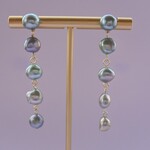 ミントグレー 淡水パール 5連ピアス バロックパール