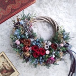 【特集掲載】Lune Bonheur＜beau Noël＞＊受注制作＊ハーフムーンリース＊ウィンターリース＊冬＊秋＊プリザーブドフラワー＊お花＊ギフト＊結婚祝い＊新築祝い＊お誕生日祝い＊クリスマス