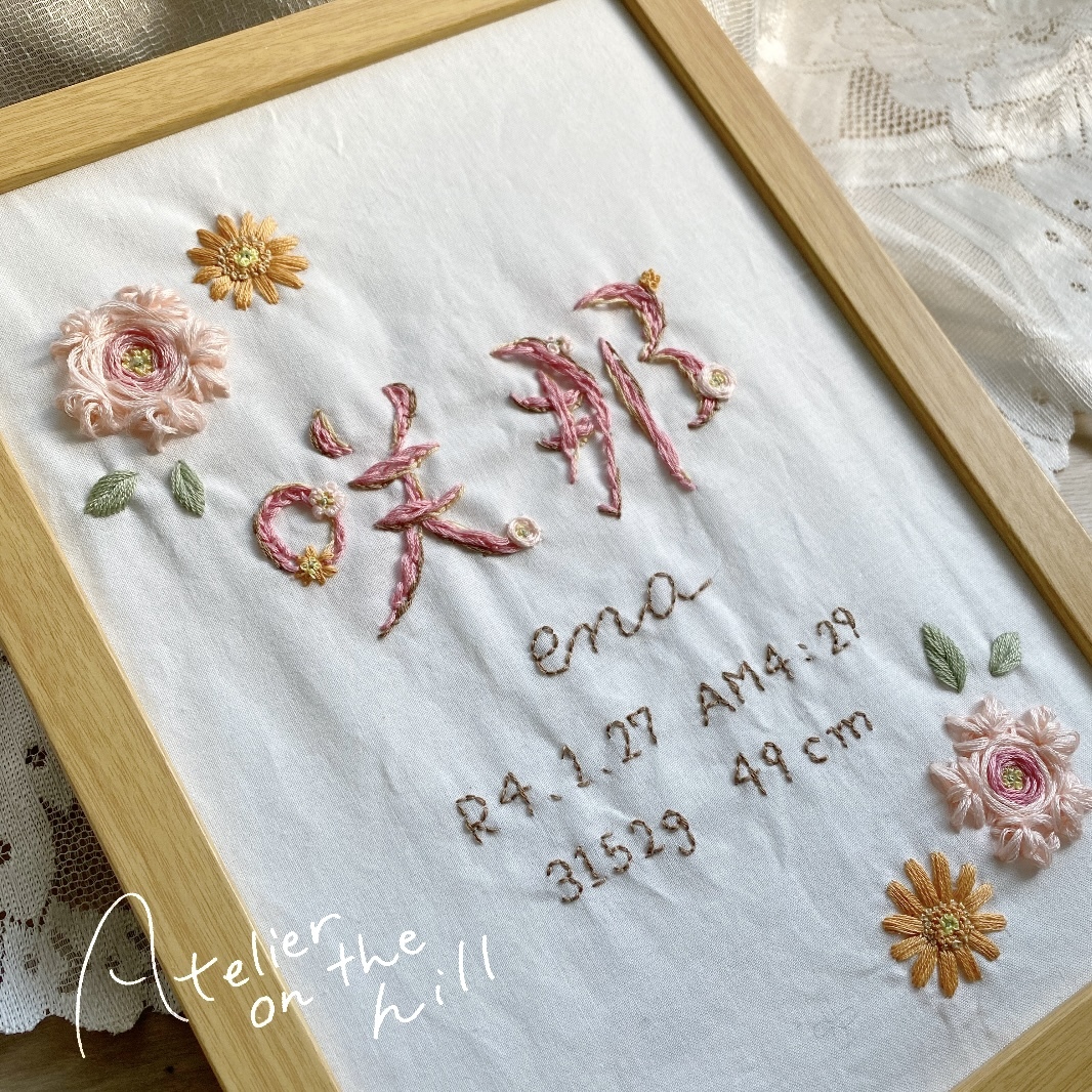 ひとみページ　命名ボード canvas name board] 命名書｜ボタニカル｜ニューボーン｜誕生日