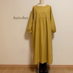 cottonゆったり切り替えワンピース (mustard)