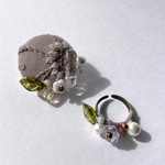greenpearl様専用💐蘇芳染めブローチと指輪のセット