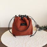 2way コーデュロイ 巾着 バッグ　テラコッタ