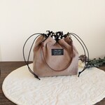2way コーデュロイ巾着  バッグ　グレージュ