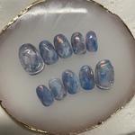 ネイルチップ　冬ネイル　寒色ニュアンス