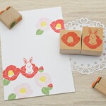 椿のはんことお花うさぎのスタンプセット