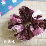 和布シュシュ　麻の葉赤×白
