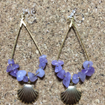 ラベンダーアメジストノンホール樹脂フープピアス