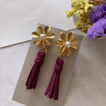 ▷タッセル＆メタルflowerのゴールドイヤリング・ピアス◁