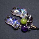【オーダー品】「ねこ」レジン（ぐで猫）×２＋鉱石ビーズ×3